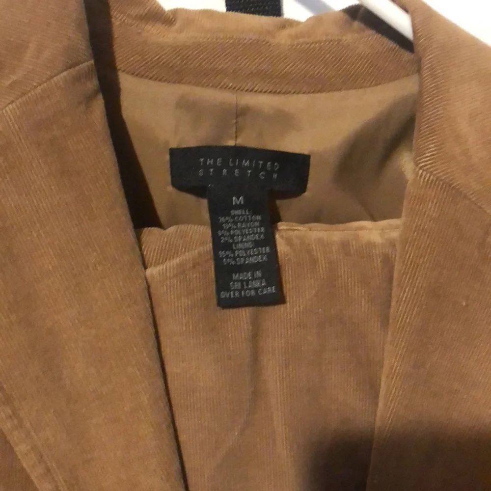 Limited tan corduroy pant suit set Womens medium jacket, pants 12 small whale - Picture 2 of 6